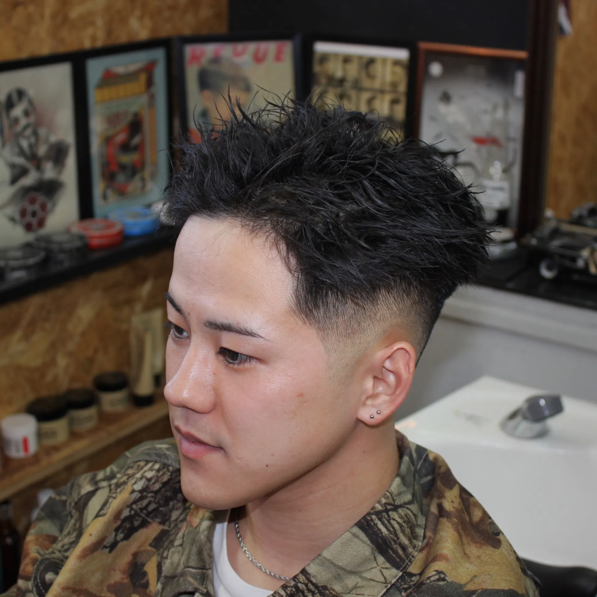 スキンフェード×ツイストパーマ