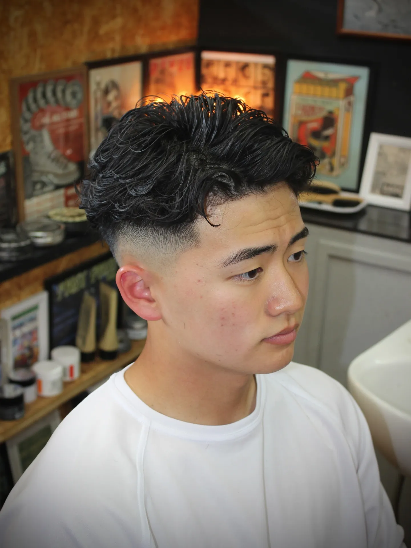 スキンフェード×パーマ